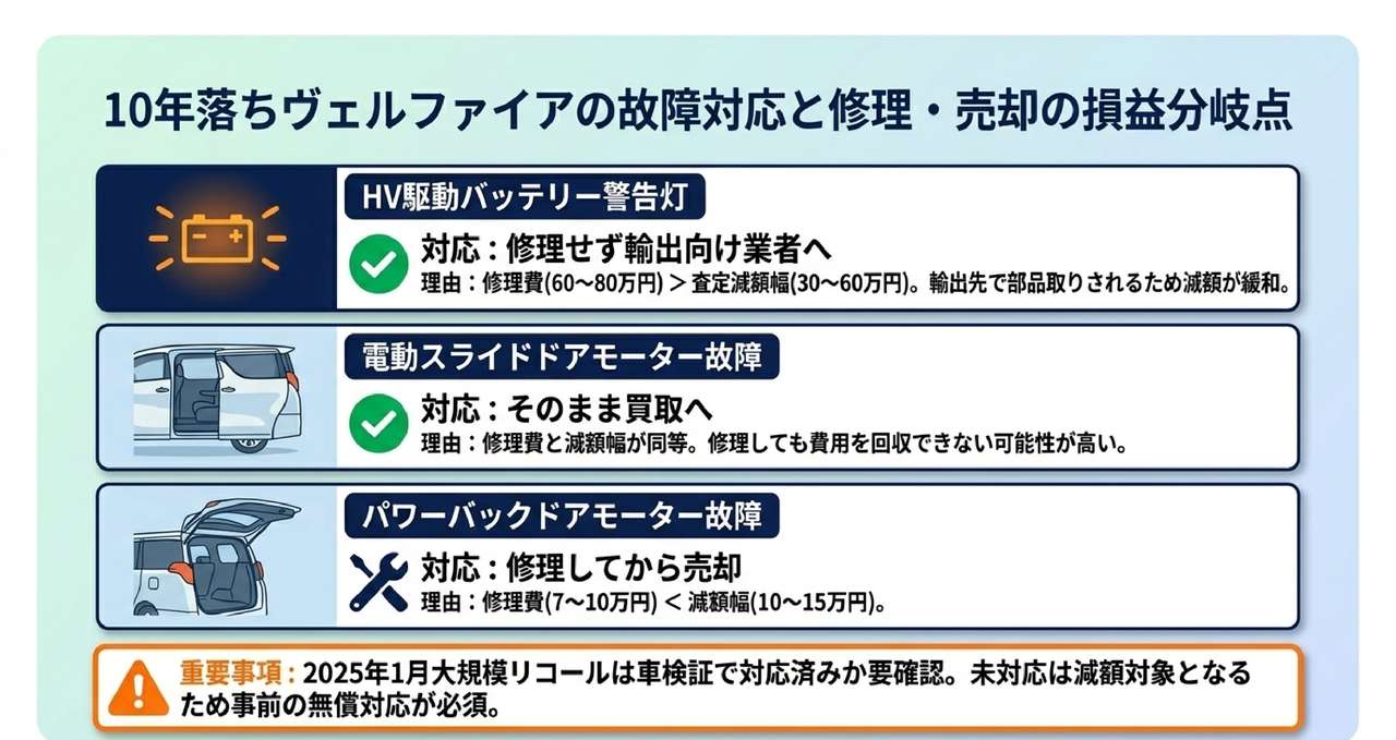 HV駆動バッテリー・電動スライドドア/パワーバックドア故障時の買取可否についての解説画像