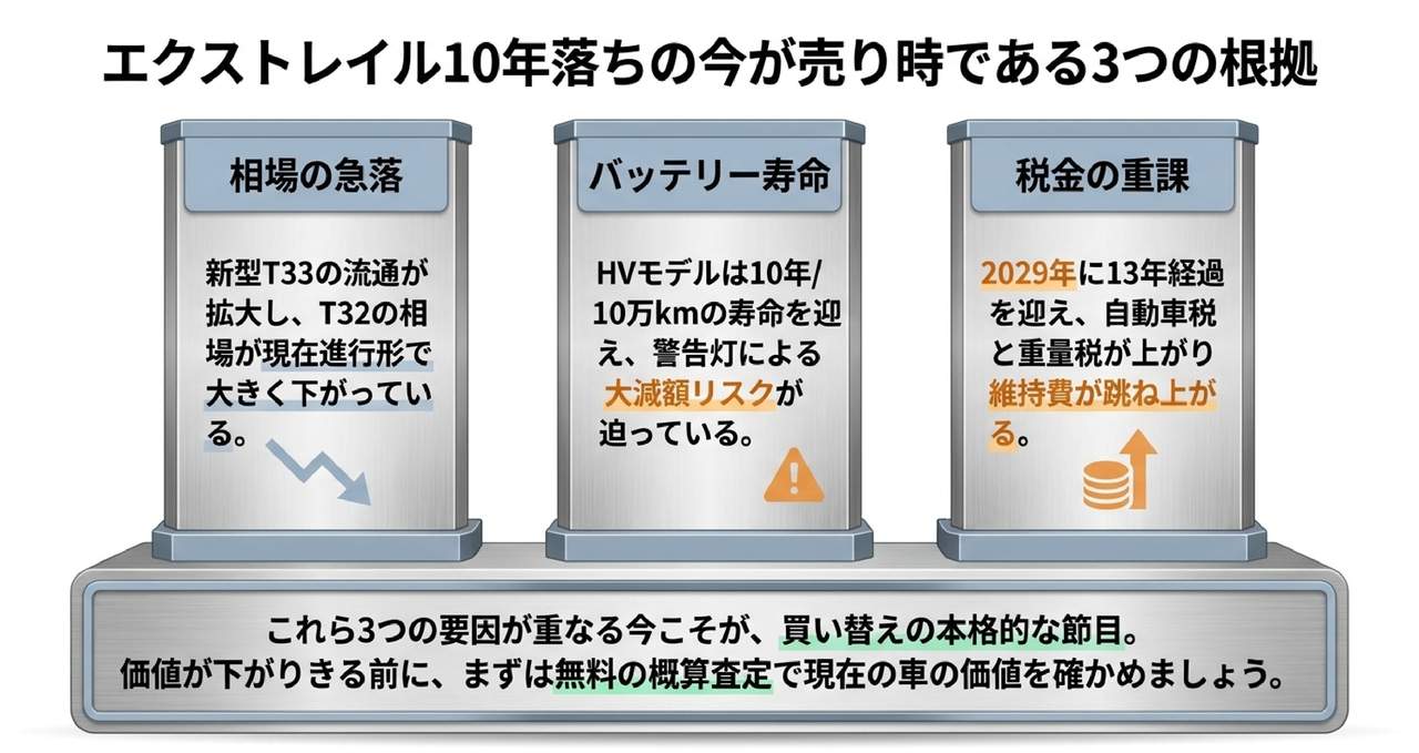 エクストレイルを少しでも高く売るための5つのコツについての解説画像