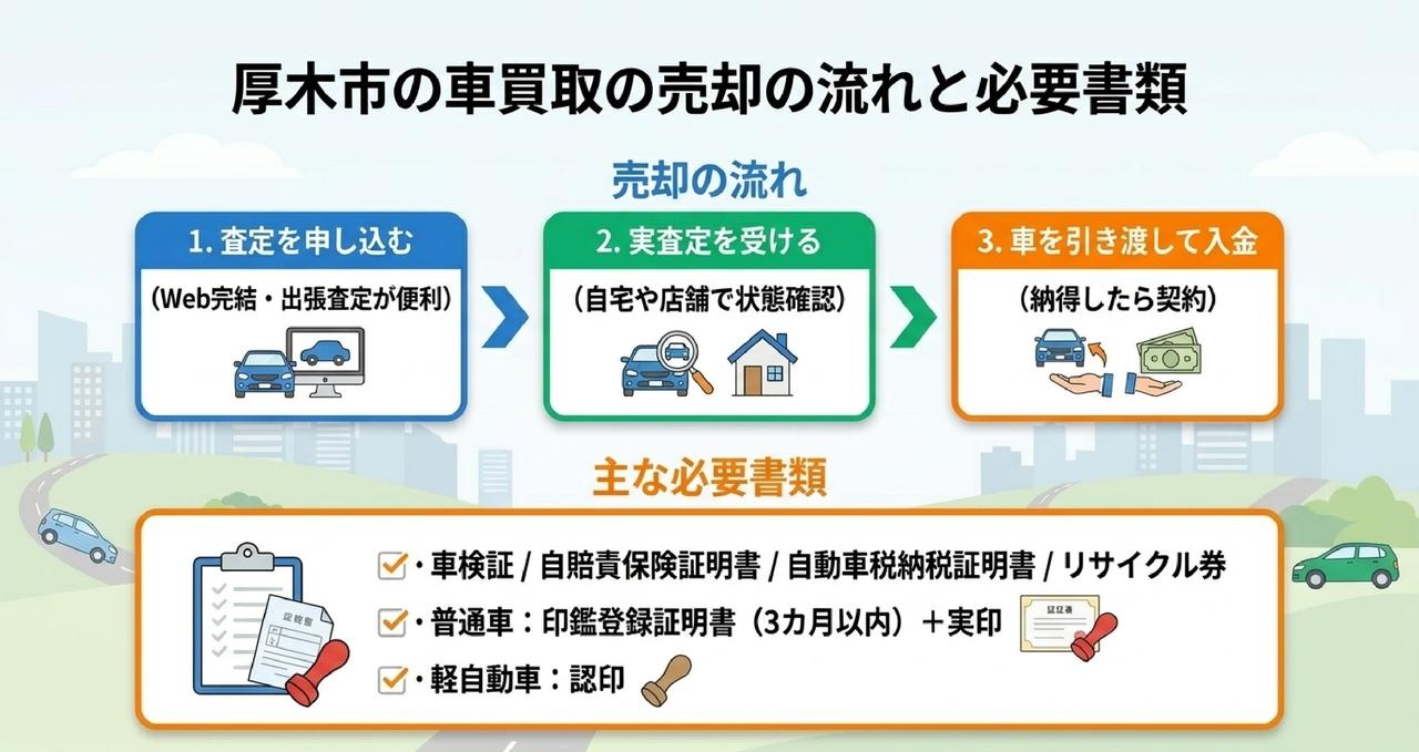 目的別に選ぶ厚木市の車買取サービスについての解説画像