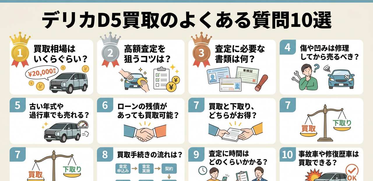 デリカD5買取のよくある質問11選についての解説画像