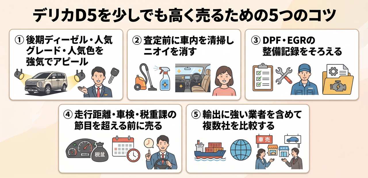 なぜディーラー下取りは安い?デリカD5を買取で売ると差額が大きい理由についての解説画像