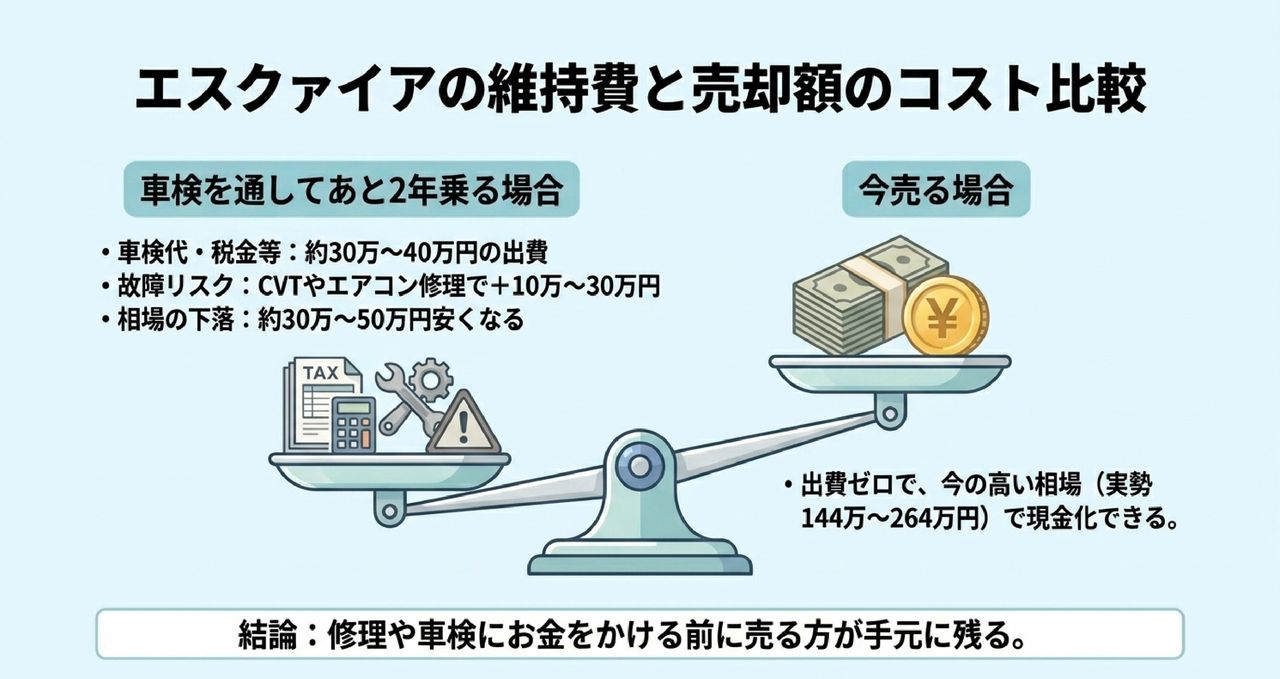 エスクァイアの値落ちカーブと売り時の年式判断についての解説画像
