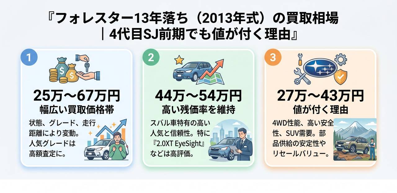 フォレスター7年落ち（2019年式）の買取相場｜5代目SK前期の値動きについての解説画像