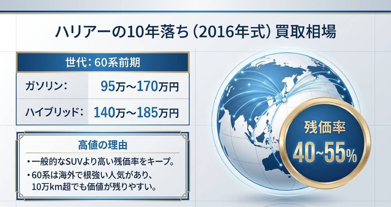 5年落ち(2021年式)ハリアーの買取相場についての解説画像