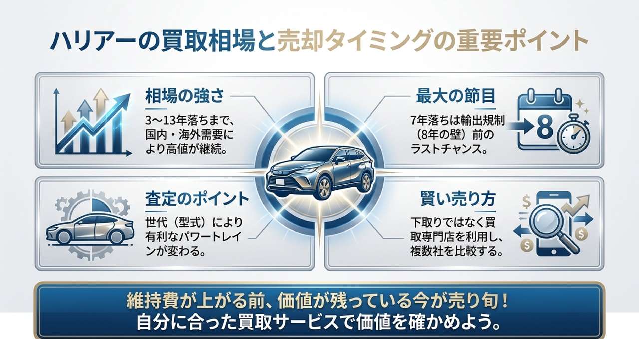 目的別!ハリアーの車買取サービス3選についての解説画像