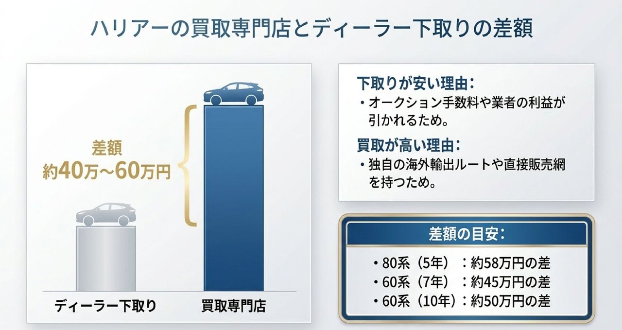 ガソリンとハイブリッド、ハリアーはどっちが高く売れる?についての解説画像