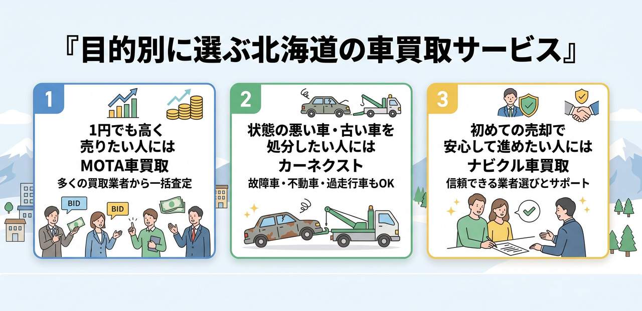 北海道で需要の高い人気車種と買取相場についての解説画像