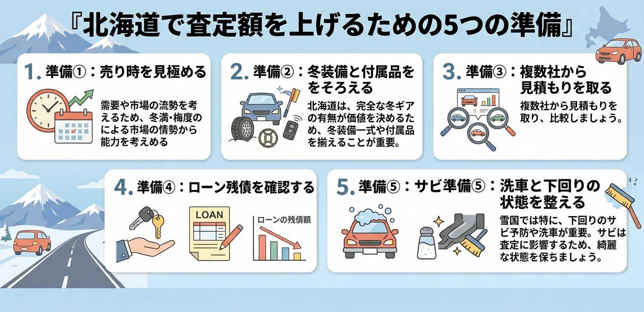 エリア別に探す北海道の車買取店舗一覧についての解説画像