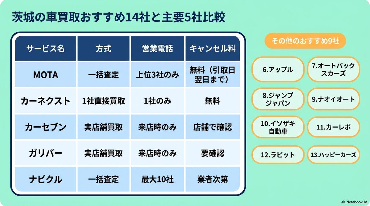 茨城の車買取おすすめ業者ランキング14選についての解説画像