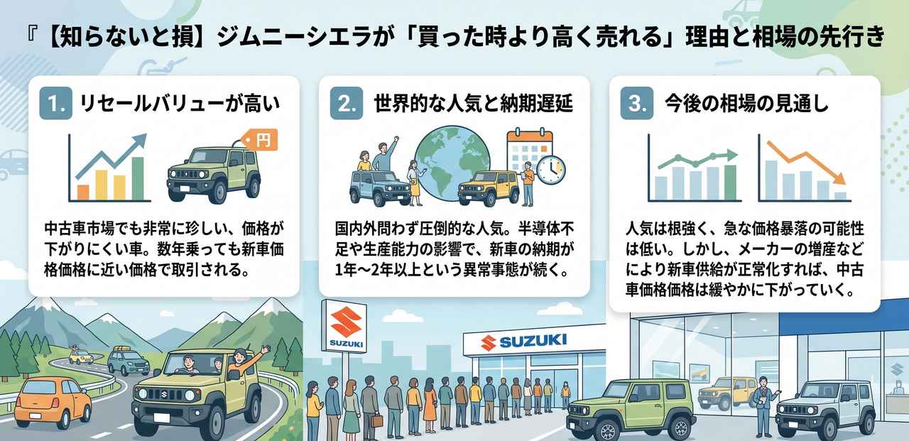 ジムニーシエラ3年落ち（2023年式）の買取相場についての解説画像