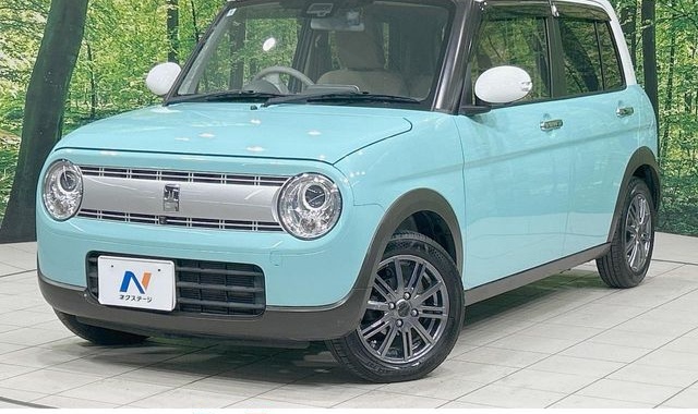 ラパン 7年落ち(2019年式・3代目HE33S)ブルーグレー系の外観
