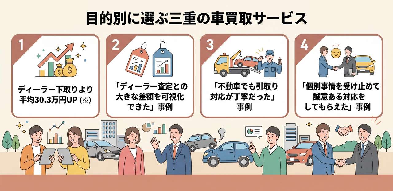 三重県で人気の車種と買取相場の目安についての解説画像