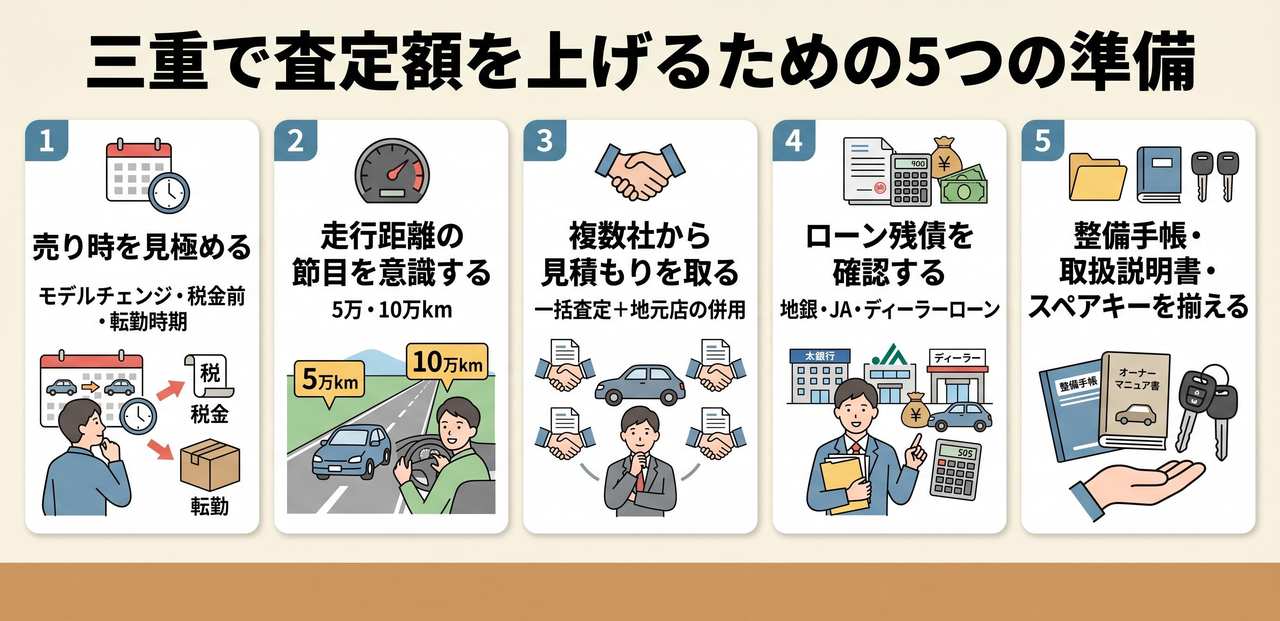 エリア別に探す三重県の車買取店舗一覧についての解説画像