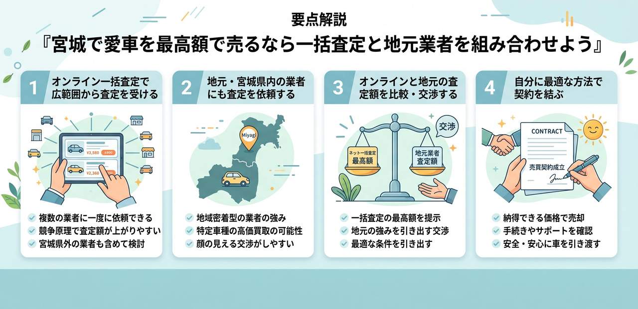 宮城で車を売却する流れと必要書類についての解説画像