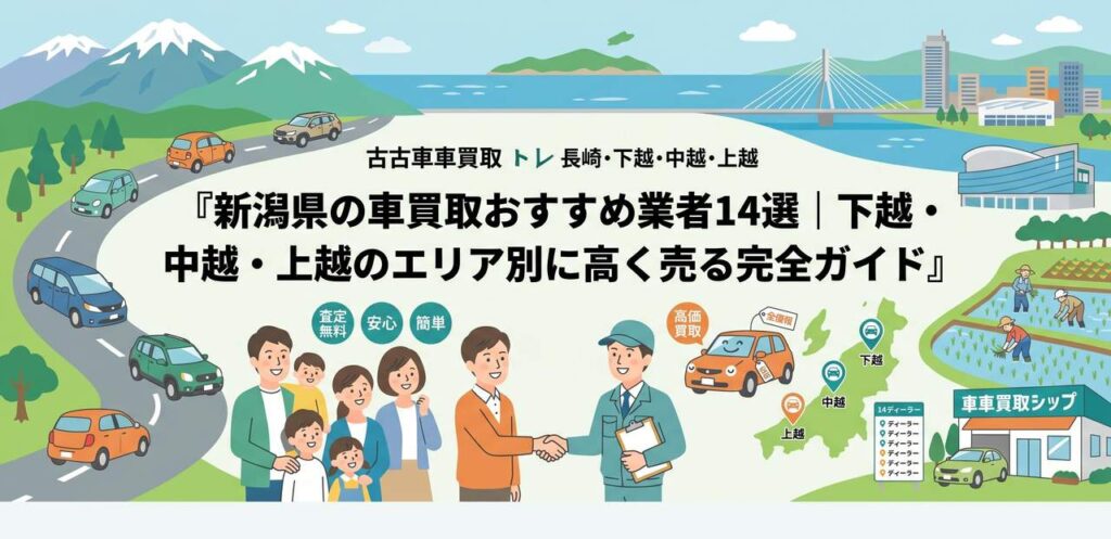 新潟県の車買取おすすめ業者14選｜下越・中越・上越のエリア別に高く売る完全ガイドのアイキャッチ画像
