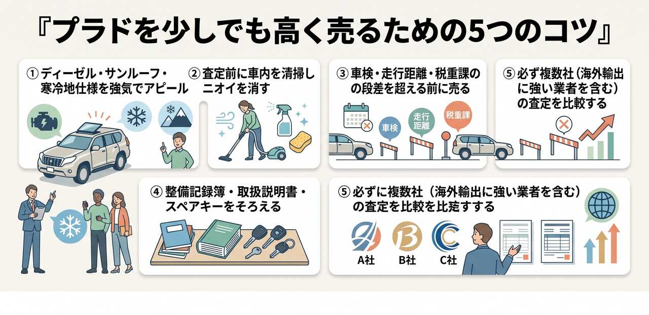 なぜディーラー下取りは安い?プラドを買取専門店で売ると+50〜80万円の理由についての解説画像