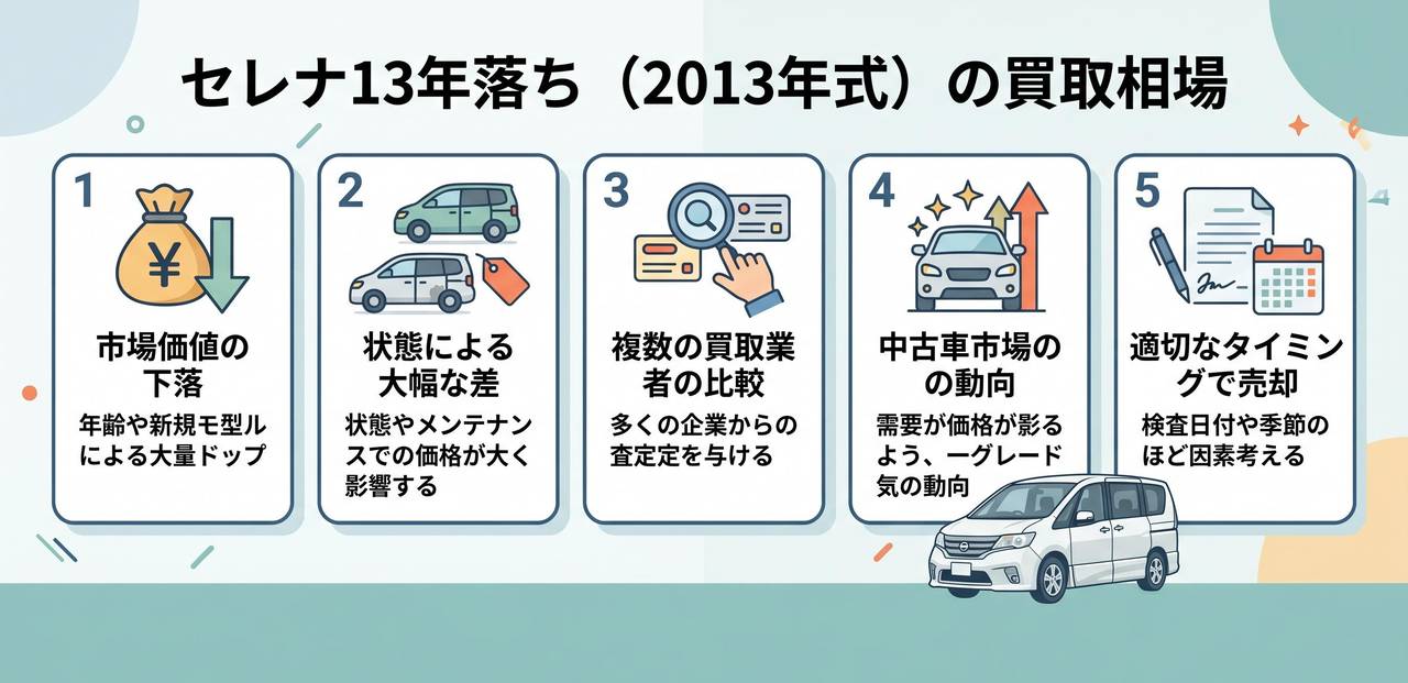 セレナ13年落ち(2013年式)の買取相場についての解説画像