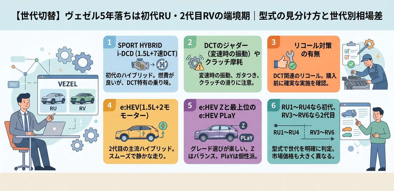 ヴェゼルの年式別買取相場｜3・5・7・10・13年落ち【グレード・走行距離別】についての解説画像