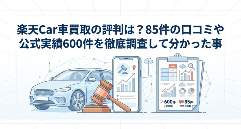 楽天Car車買取の評判を口コミ85件と公式実績600件から調査した記事のアイキャッチ画像