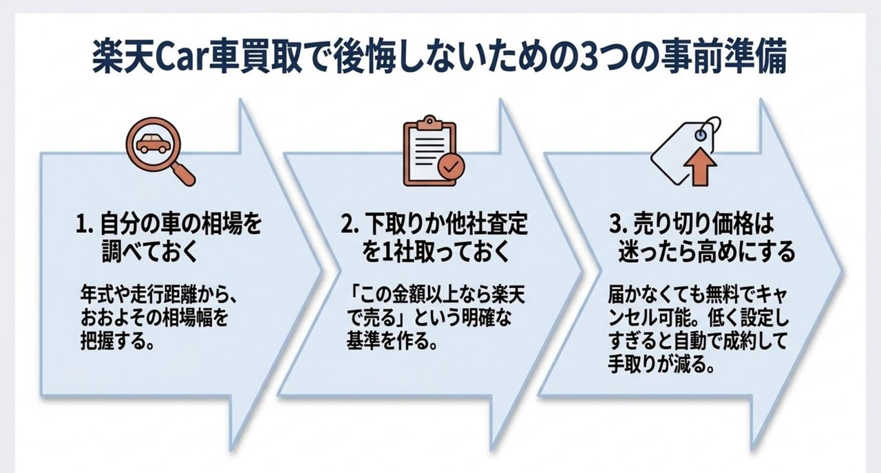 楽天Car車買取に申し込む前に決めておく3つの準備