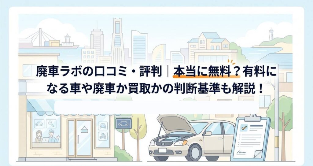 廃車ラボの口コミ・評判｜本当に無料？有料になる車や廃車か買取かの判断基準も解説！のアイキャッチ画像