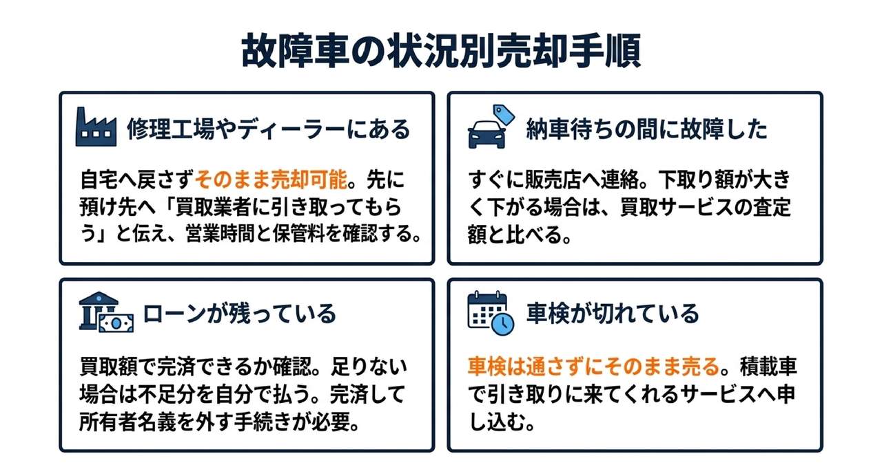こんなときはどうする？状況別の故障車の売り方についての解説画像