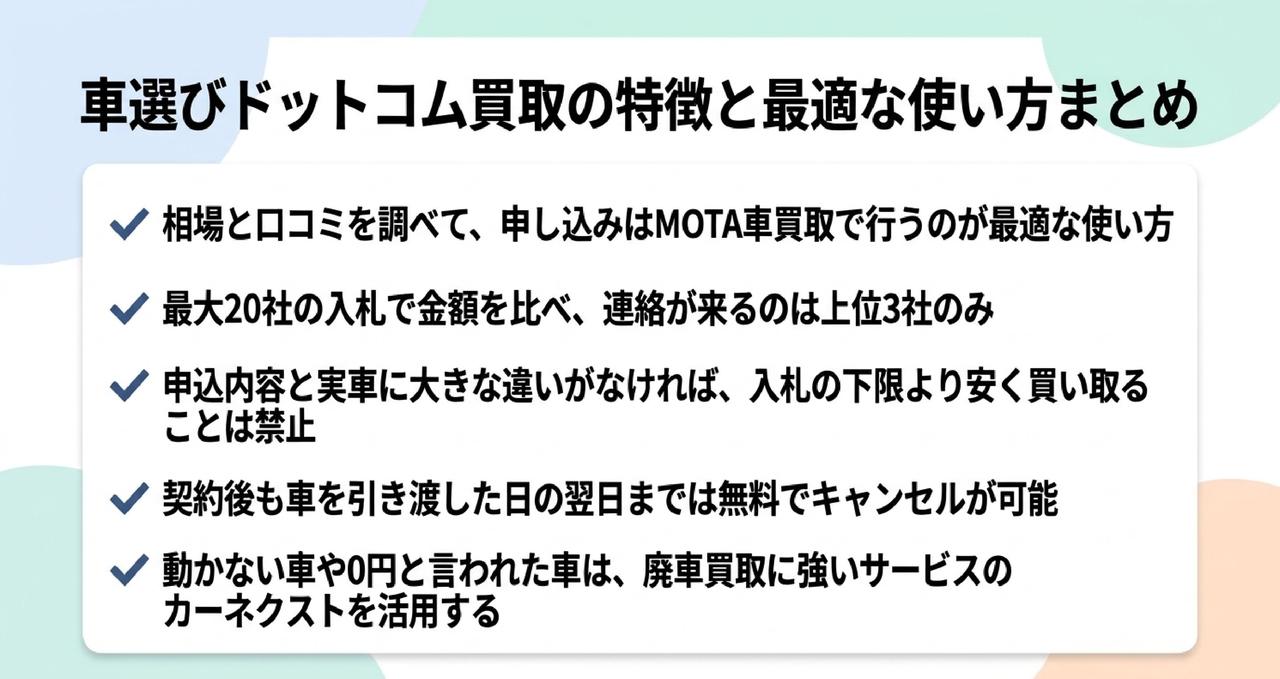 車選びドットコム買取の評判のまとめ